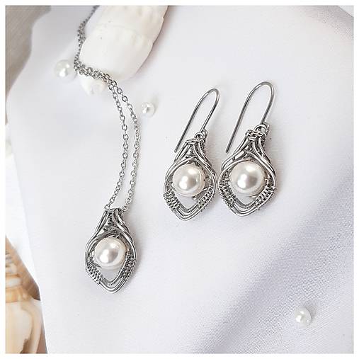 Set swarovski perla - biela