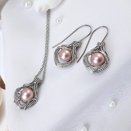 Set swarovski perla - ružová