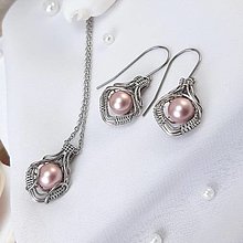 Sady šperkov - Set swarovski perla - ružová - 14685946_