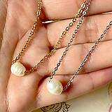 Náhrdelníky - Freshwater Oval Pearl Necklace (Stainless Steel) / Elegantný náhrdelník s oválnou perlou A0015 - 14688482_