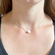 Náhrdelníky - Freshwater Oval Pearl Necklace (Stainless Steel) / Elegantný náhrdelník s oválnou perlou A0015 (retiazka z chirurgickej ocele) - 14688493_