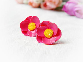 Náušnice - Pink flowers - 14688230_