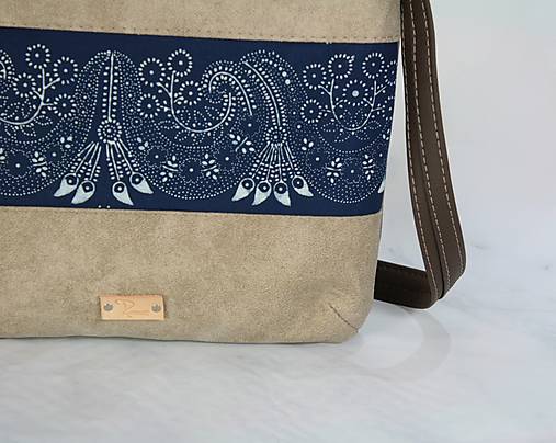 modrotlačová kabelka Dara béžová XL