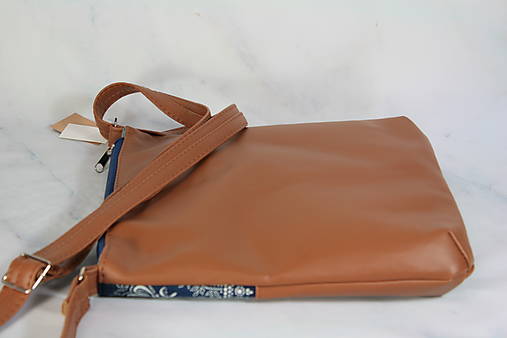 modrotlačová kabelka Dara hnedá XL