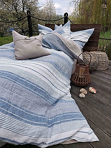 Úžitkový textil - Ľanové posteľné obliečky Santorini - 14687949_