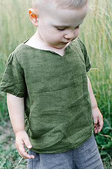 Topy, tričká, tielka - Detské ľanové basic tričko - 14691445_
