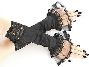 Rukavice - Dámské čierné rukavičky s čipkou  0105A - 14693743_