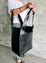 Veľké tašky - ČIERNA kožená shopper kabelka - 14693854_