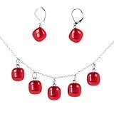 Sady šperkov - WAGA - Červená súprava sklenených šperkov DOTS náhrdelník + náušnice SOU0904 - 14693504_