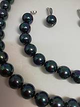 Sady šperkov - Veľká sada (náhrdelník, náramok, náušnice) - čierne perly - 14692256_