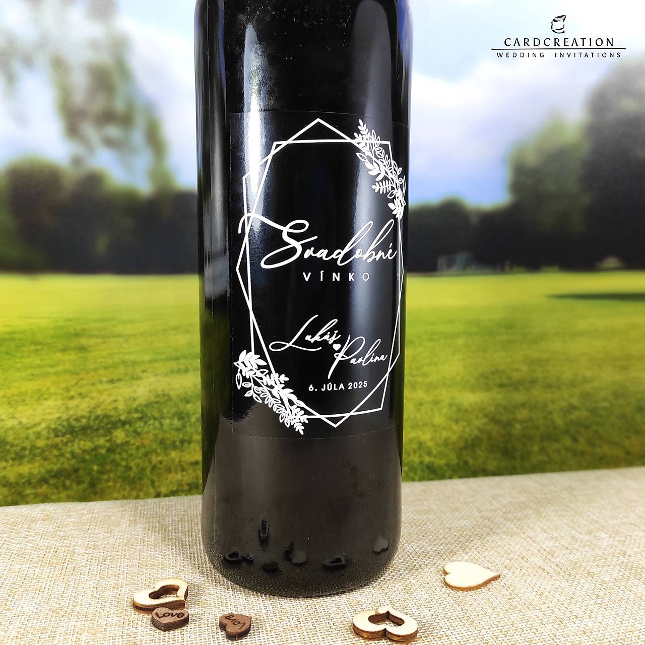 Transparetné etikety na svadobné víno (40 - 49 ks)