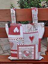Veľké tašky - Nákupná taška srdiečka,kocky a čipky na bord.patchworku - 14696667_