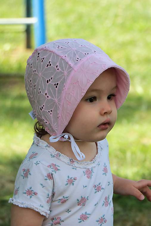 Letný detský čepček madeira Ema ružový