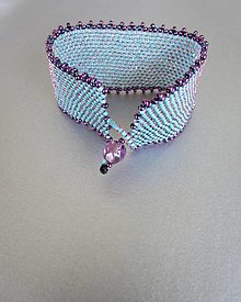 Náramky - Tyrkysovo-fialový ručne šitý korálkový rokajlový náramok pre ženu - 14695724_