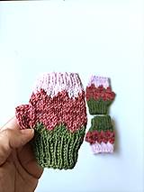 Detské doplnky - Detské rukavice zeleno-bordové - 14697199_