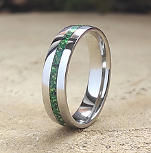 Prstene - oceľový prsteň s malachitom 6 mm - 14697293_