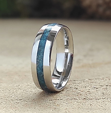 Prstene - oceľový prsteň s akvamarínom 6 mm - 14698134_