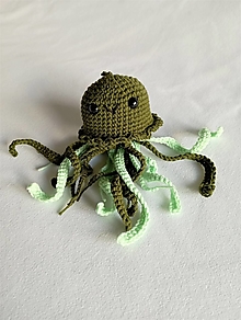 Hračky - Medúza - bavlnená háčkovaná hračka či dekorácia (zelená) - 14698595_