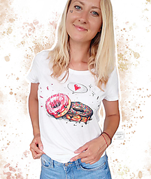 Topy, tričká, tielka - Zaľúbené donuty / bavlnené tričko - 14699039_