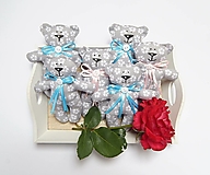 Hračky - Macko - darček pre svadobných hostí (menší, šedý s kvetinkami) - 14699274_