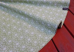Úžitkový textil - Okrúhly obrus biele kvietky na zelenej - 14702978_
