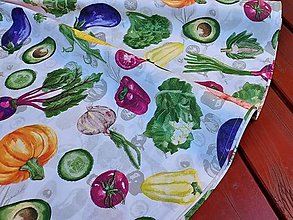 Úžitkový textil - Okrúhly obrus zelenina na bielej - 14703108_