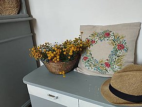Úžitkový textil - Vankúš -veniec z lúčnych kvetov - 14702750_