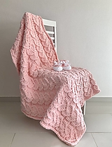 Detský textil - Deka 130x90cm z Alize Puffy Fine - lososovo ružová - 14704042_
