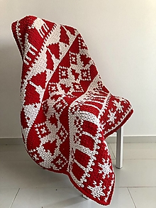 Úžitkový textil - Obojstranná deka z Alize Puffy More 100x100cm - vianončný motív - 14703545_