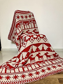 Úžitkový textil - Obojstranná deka 170x120 cm z Alize Puffy More - vianočný motív - 14703570_