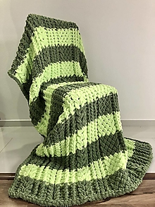 Úžitkový textil - Deka z Alize Puffy 170x120cm - zelená - 14703872_