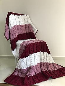 Úžitkový textil - Deka z Alize Puffy Fine 160x115cm bielo-ružová - 14703892_