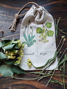 Úžitkový textil - Vrecúško na bylinky -lipa,skorocel - 14705251_