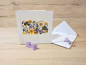 Papiernictvo - Pohľadnica - lisované kvety - 14706103_