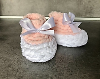 Detské topánky - Papučky z Alize Puffy Fine bielo-ružové - 14704588_
