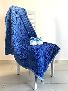 Detský textil - Deka do kočíka 100x80cm z Alize Puffy Fine Ombré modrá - 14704337_