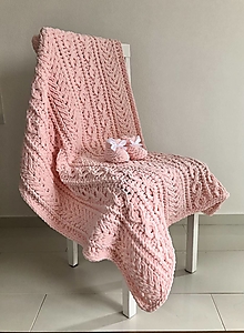 Detský textil - Deka 100x80cm z Alize Puffy Fine - lososovo ružová - 14704339_