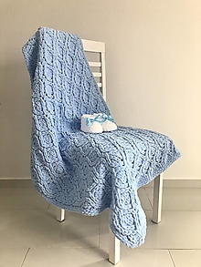 Detský textil - Deka do kočíka z Alize Puffy Fine 100x80cm - baby modrá - 14704345_