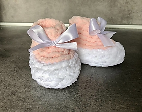 Detské topánky - Papučky z Alize Puffy Fine bielo-ružové - 14704588_