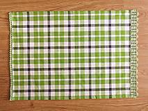Úžitkový textil - Utierka s háčkovanou krajkou, zelené káro - 14704458_