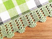 Úžitkový textil - Utierka s háčkovanou krajkou, zelené káro - 14704462_