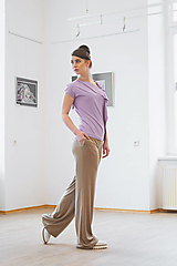 Kalhoty se širokými nohavicemi (Beige)