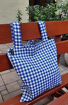 Veľké tašky - Nákupná taška modrá kocka na bielej - 14709063_