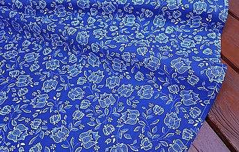 Úžitkový textil - Okrúhly obrus biele tulipány na modrej - 14709121_