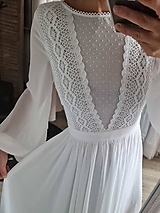 Šaty - Biele boho svadobné šaty s dlhým rukávom - 14708050_