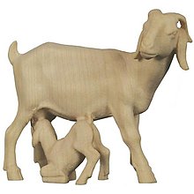 Dekorácie - Borská koza s kozliatkom (4 cm - Béžová) - 14707067_
