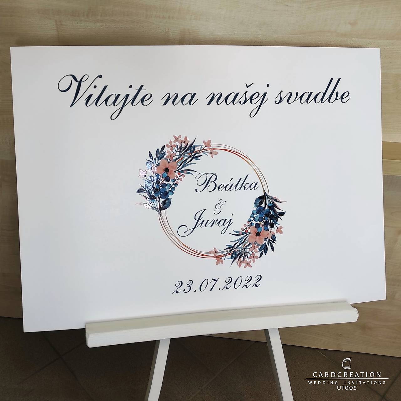 Svadobná uvítacia tabuľa UT005 (digitalna tlac 300g papier 50x35cm)