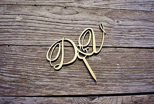 Dekorácie - Tortový zápich iniciály-zlatý - 14710427_