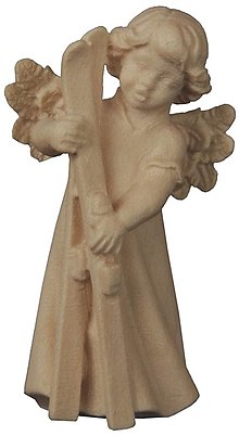 Dekorácie - Mária anjel s lyžami (5 cm - Béžová) - 14710425_