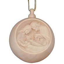 Dekorácie - Svätá rodina vianočná guľa (5 cm - Béžová) - 14710431_